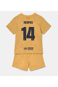 Barcelona Memphis Depay #14 Babytruitje Uit tenue Kind 2022-23 Korte Mouw (+ Korte broeken)